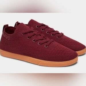 Suavs Zilker Vino Gum Burgundy Knit Low Top Lace Sneakers Shoes Mens 5 Womens 7